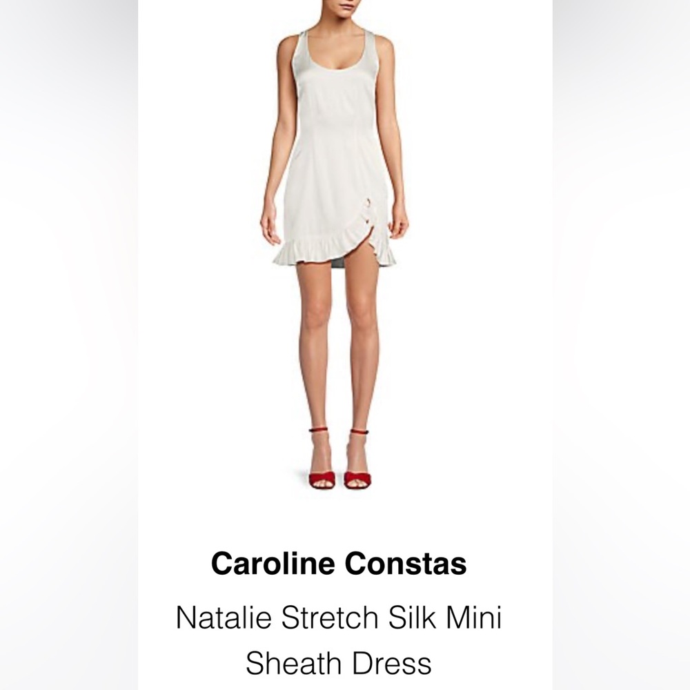 Caroline Constas Natalie ruffled stretch-silk charmeuse mini dress Ivory